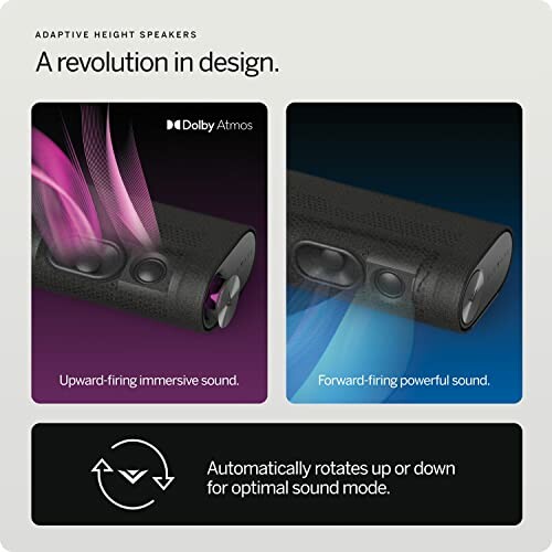 Adaptive height speakers with upward and forward-firing sound.