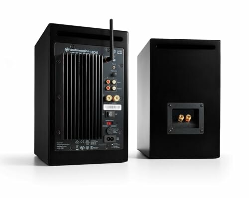 Back view of Audioengine HD6 speakers showing connections and ports.