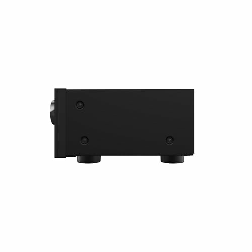 Side view of a black electronic device with a minimalist design.