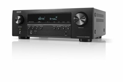 Denon AV receiver with control knobs and display
