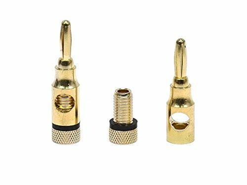 Gold banana plug connectors set, isolated on white background.