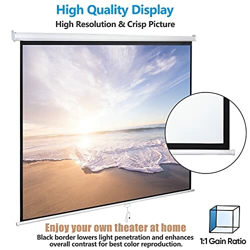 High quality display screen with beach scene.