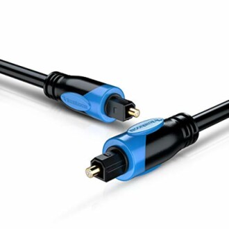 Black and blue optical audio cable connectors