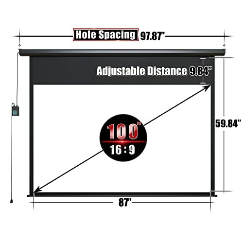 Diagram of a 100-inch projector screen with measurements