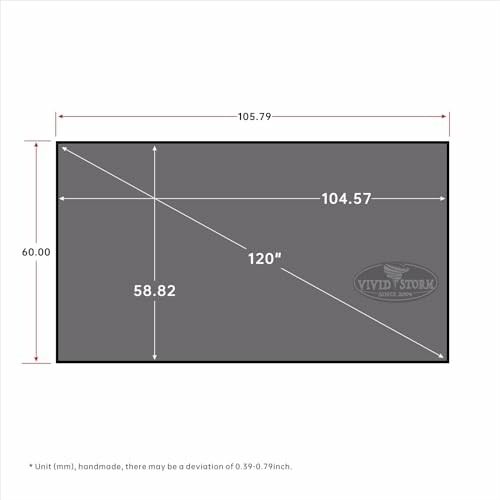 Diagram showing projector screen dimensions with measurements.
