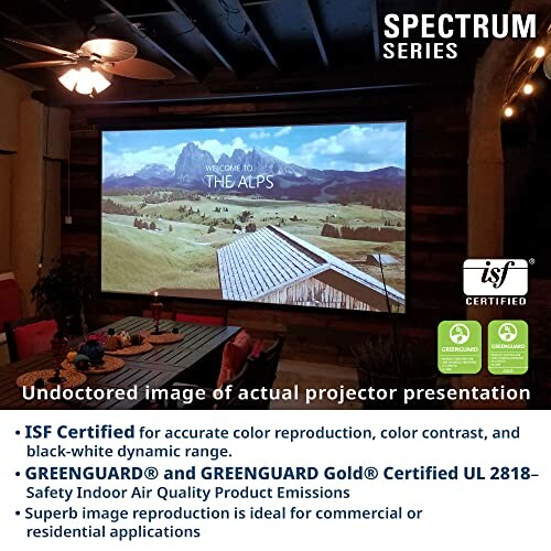 Elite Screens Spectrum RC1 Remote in a home theater setting with a projector and a remote control.