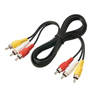 Triple RCA audio video cable with red, white, and yellow connectors.