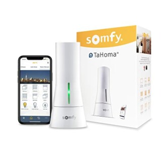 Somfy TaHoma smart home controller with smartphone app and packaging
