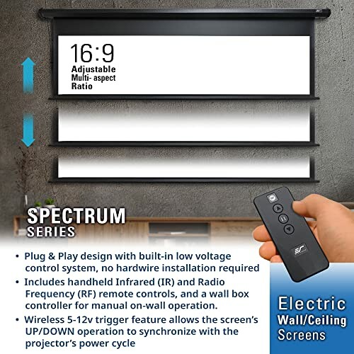 The Elite Screens Spectrum RC1 Remote with its sleek and modern design and high-quality display.