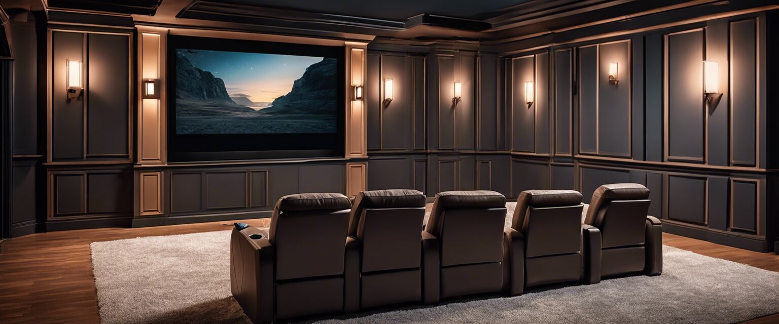 Stylish home theater seating with ambient lighting
