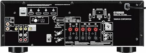 Back panel of a Yamaha receiver showing various audio and video input/output ports.